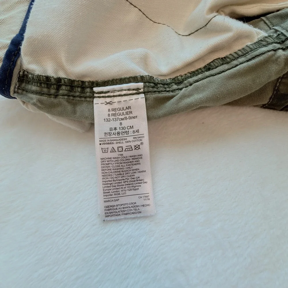 GAP Cargo Shorts Boys 8 Green Camo Excellent Adjustable Waist Utility Gorpcore
